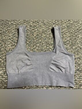 🛍️ 2 for $10 Seamless Ribbed Athletic Workout Gym Sports Bra - Powder Blue